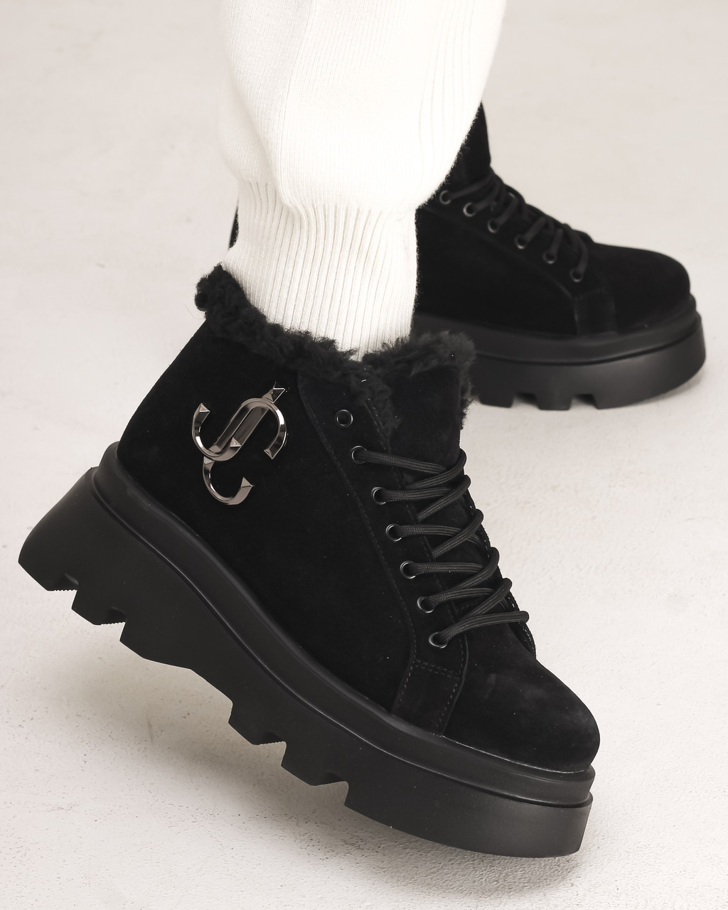 Черевики на платформі U.Spirit 909 40 чорні замша 36