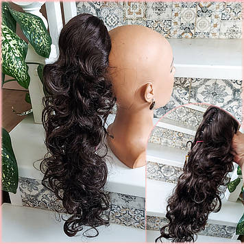 Хвіст шиньон кучерявий на крабі шоколадний 902В-10"-6