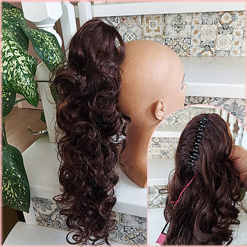 Хвіст шиньон кучерявий на крабі каштановий 902В-10"-33