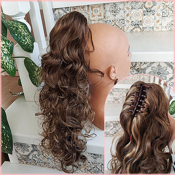 Хвіст шиньон кучерявий на крабі русявий мікс 902В-10"-12Н124