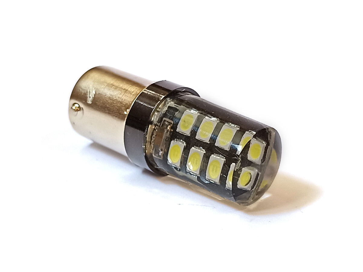 Світлодіодна автомобільна лампа P21W BA15S 12V 16 SMD 2835 WHITE у силіконі, 1 контакт, фото 1