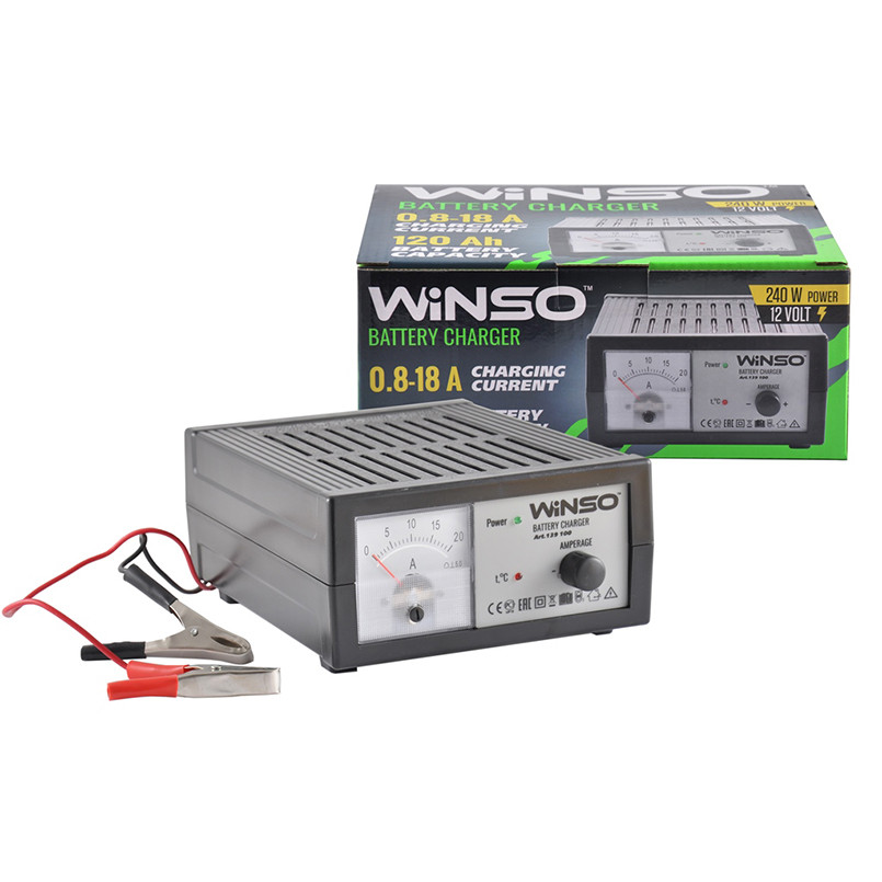 Зарядний пристрій АКБ Winso 12V, 18А з амперметром