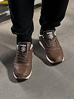 Мужские кроссовки из натуральной кожи коричневые Стильные удобные мужские кроссовки 42