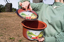 Глиняна каструля Керамклуб Літо V 2 л для запікання h 14 см, d 22 см