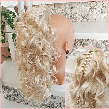 Хвіст шиньон кучерявий на крабі блонд JC902B-10"-613