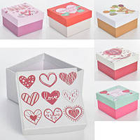 Скринька картон, ЦЕНА ЗА УП. 6ШТ, 6 різновидів (серце, 1 різновид*мишка), 9*9*5 см (360 шт.)