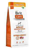 Корм для собак средних пород Brit Care Dog Hypoallergenic Adult Medium Breed с ягненком 12+2 кг