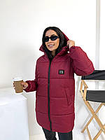 Тепла зимова жіноча дута стьобана куртка з капюшоном, норма та батал великі розміри