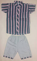 Костюм для мальчика Mine рубашка и шорты на рост 128 см (XXL) Полоска (ю262) UQ, код: 1886123