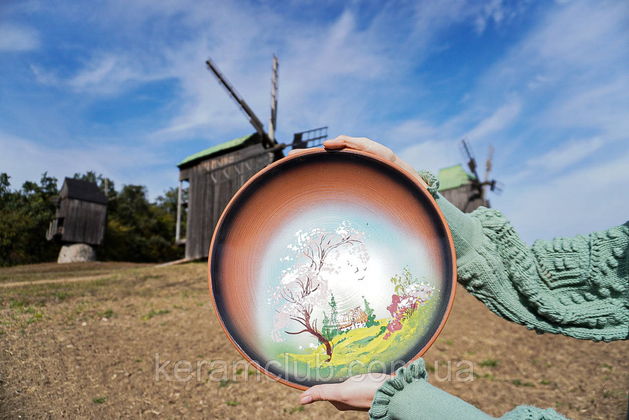 Глиняне блюдо Керамклуб Весна d 30 см ручної роботи, фото 1