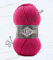 Розовая пряжа с шерстью 170 м 100 г Alize SuperLana Midi (Ализе суперлана меди) 798 азалия