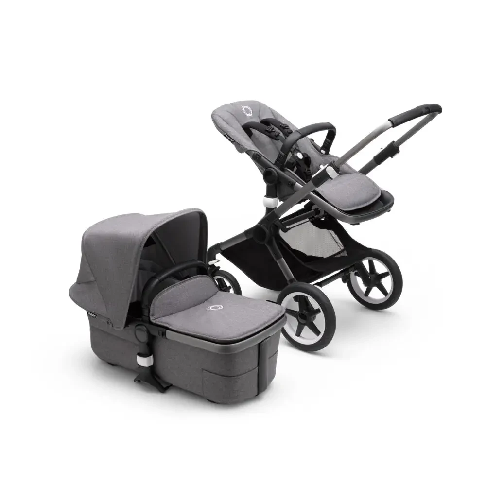 Bugaboo - Коляска 2 в 1 FOX3, GRAPHITE/GREY MELANGE, сіре шассі/сірий текстиль