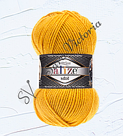 Желтая пряжа с шерстью 170 м 100 г Alize SuperLana Midi (Ализе суперлана меди) 488 мимоза