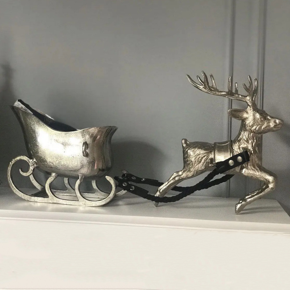 Новорічна статуетка сувенір "Олень із санками", 66x40x15см