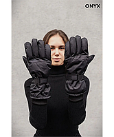 Перчатки женские Skier черные, перчатки с застежкой, пуховые перчатки, зимние теплые перчатки
