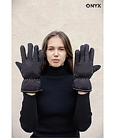 Перчатки женские Point черные, пуховые перчатки, зимние теплые перчатки
