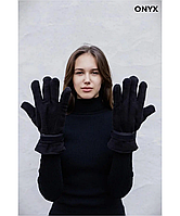 Флисовые перчатки женские Unity черные, зимние теплые перчатки, перчатки с застежкой
