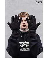 Перчатки мужские Gloves Softshell черные, сенсорные перчатки, зимние теплые перчатки