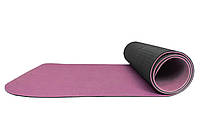 Килимок для фітнесу та йоги EVAPUZZLE 1850x550x5 мм Бордовий з чорним (каремат, йогамат, килимок для пілатесу)