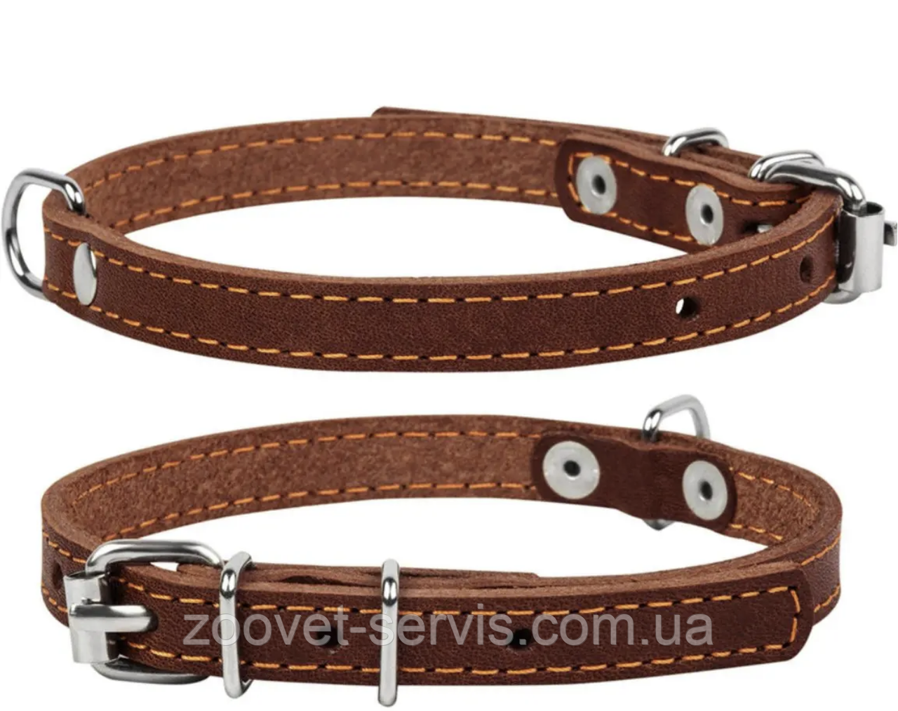 Нашийник для собак шкіряний Collar одинарний 20 мм 32-40 см коричневий 01336