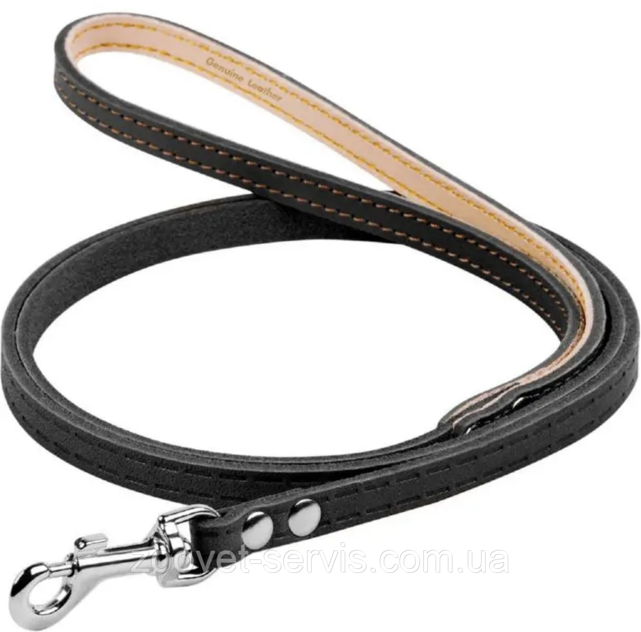 Повідець шкіряний для собак одинарний Collar 16ммх122см чорний 04561