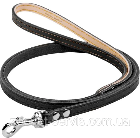 Повідець для собаки шкіряний одинарний Collar непрошитий 10мм × 122см, чорний (04431), фото 1