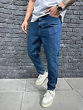 Чоловічі джинси МОМ (сині) зручні вільна посадка комфортні джинсові штани без потертостей А8592