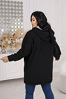 Жіноча куртка вільного крою з еко-хутра з капюшоном та кишенями з 48 по 64 розмір, фото 4