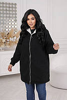Жіноча куртка вільного крою з еко-хутра з капюшоном та кишенями з 48 по 64 розмір, фото 3