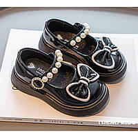 Детские лакированные туфли для девочек размер от 23-30 24, Черный