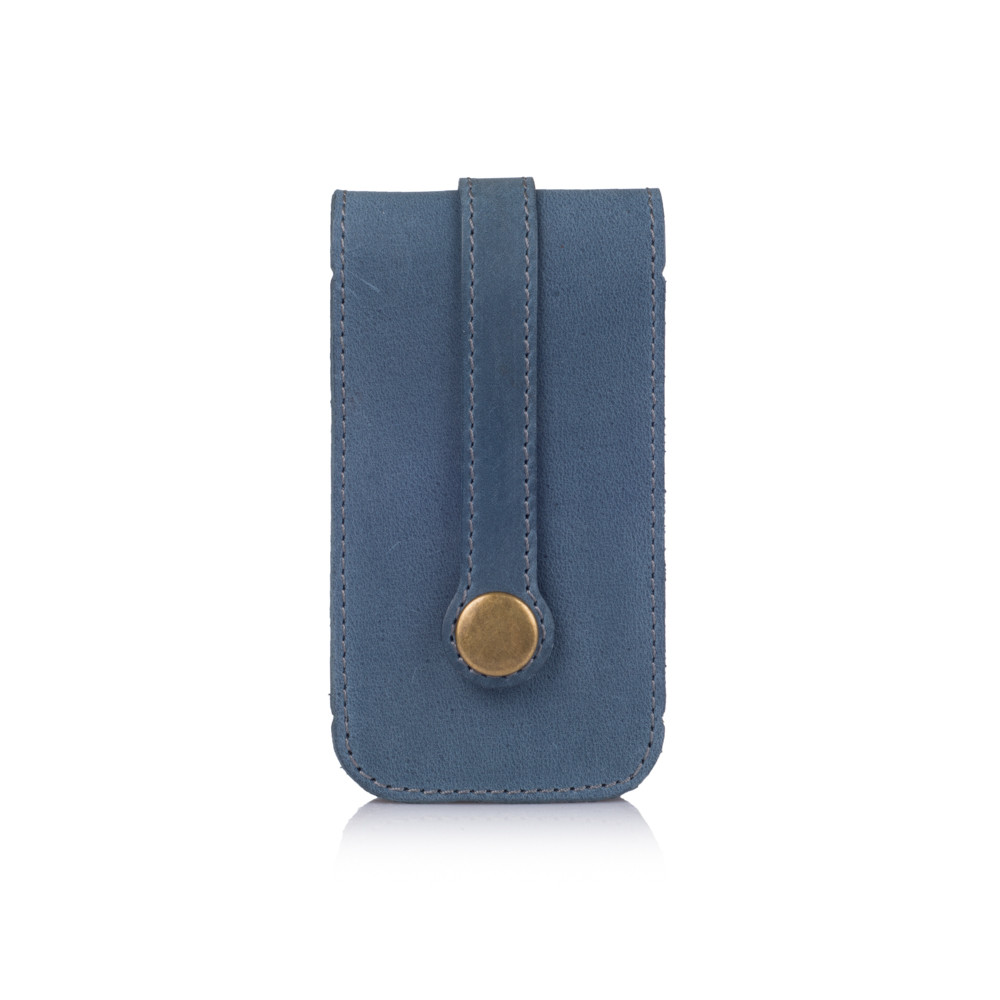 Блакитна ключниця з натуральної матової шкіри, фото 1