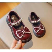 Детские лакированные туфли для девочек размер от 23-30 23, Бордовые