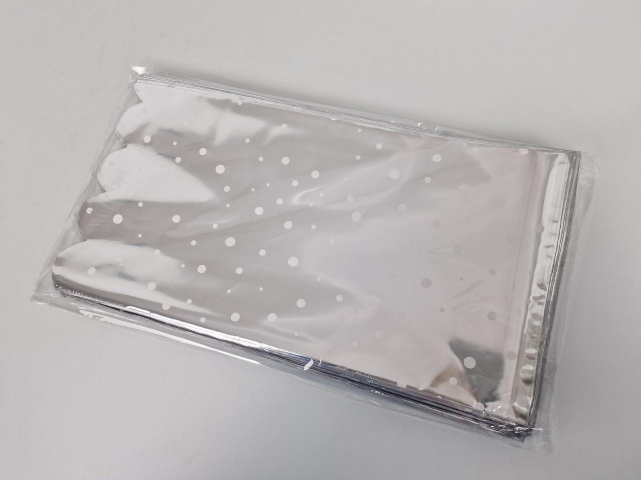 Пакет із малюнком для пакування подарунків (15 *30) No77 фольгований "Конфеті" (100 шт.), фото 1