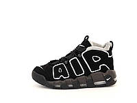 Мужские кроссовки Nike Air More Uptempo Fur (черные) модные зимние повседневные кроссовки 11635 Найк высокие