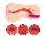 Мастурбатор вагіна з вібрацією Hanna Kokos, кібершкіра, бежевий, 18 х 12.5 см kitty.in.ua, фото 5