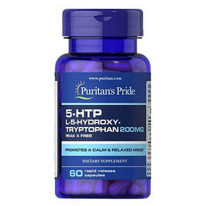 5-гідроксі L-триптофан (для підвищення серотоніну) Puritan's Pride 5-HTP 200 мг 60 капс.