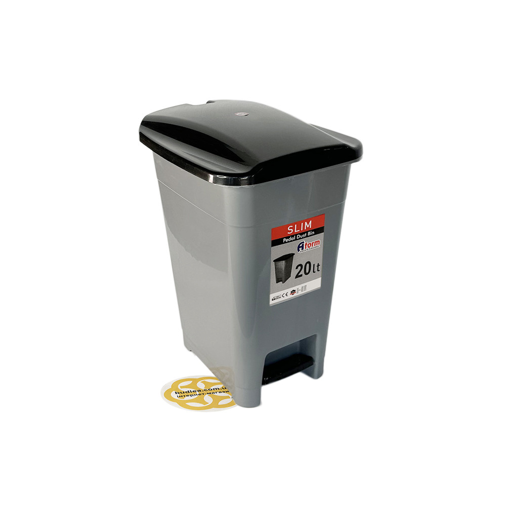 Сміттєвий контейнер з педаллю 20 л, пластик, сірий Afacan Plastik