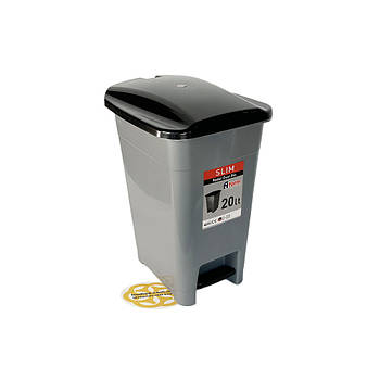 Сміттєвий контейнер з педаллю 20 л, пластик, сірий Afacan Plastik