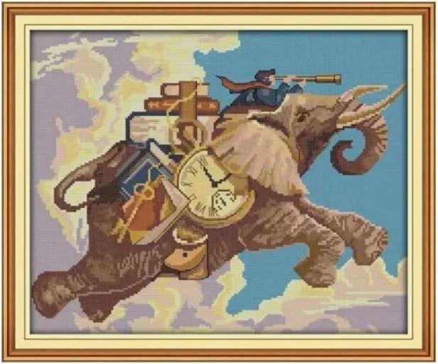 Набір для вишивання за нанесеною на канву схемою "Explore the world".AIDA 14CT printed , 42*34 см