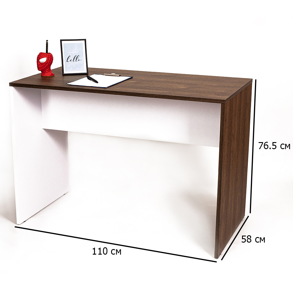 Письмовий стіл без тумби Nord 110х58 см дуб експресив бронзовий зі вставками білий діамант для школяра, фото 1