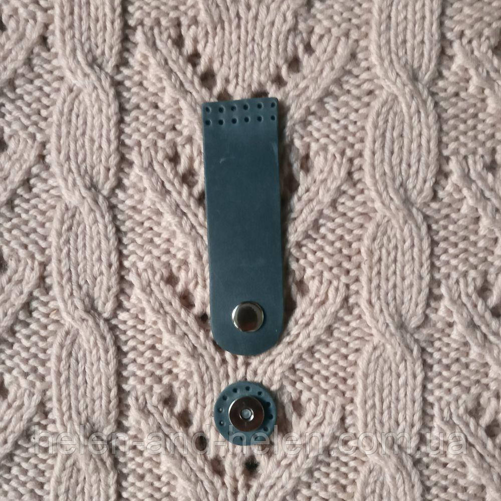 Язичок для сумки "Ранька" на магнітній кнопці. Джинс (Бірюза), фото 1