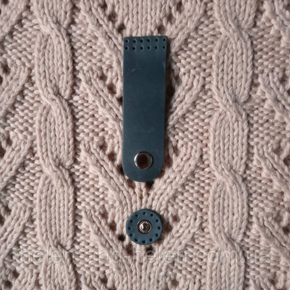 Язичок для сумки "Ранька" на кнопці. Джинс (Бірюза), фото 1