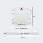 Наклейки захисні прозорі на дверні ручки + під дверні ручки з маркою авто Mitsubishi, захист від подряпин, фото 4