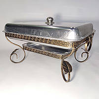 Садж ФАРАОН прямоугольный 45*35см +щипцы,для подогрева шашлыка на подарок!