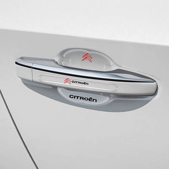 Наклейки захисні прозорі на дверні ручки + під дверні ручки з маркою авто Citroen, захист від подряпин