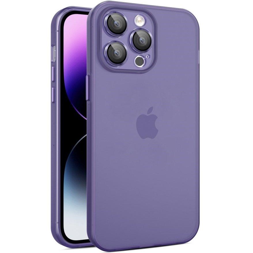 Ультратонкий матовий чохол для iPhone 14 Pro бузковий напівпрозорий