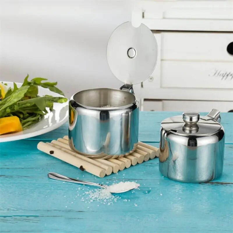 Металева цукорниця з ложкою, фото 1