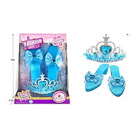Игровой набор для девочки: пластиковый туфли и диадема, голубые JY 2813