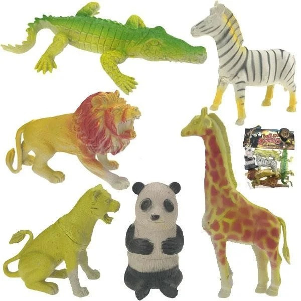 Гумові іграшки Сафарі тваринні для дітей набір 6 шт., фото 1