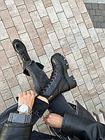Черевики жіночі шкіряні чорні на шнурках зимові хорошее качество Размер 36